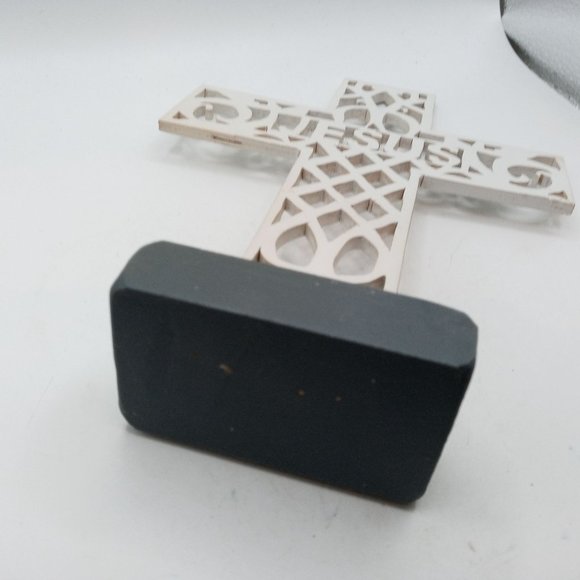 Jesus Cross Folk Art Sculpture Scrollwork Handmade Christian Easter OOAK Vintage - Picture 12 of 14